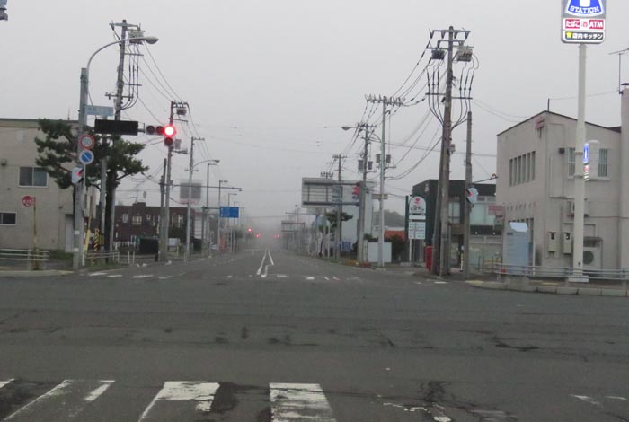 webnews今朝の北見/交差点から奥は常呂方面